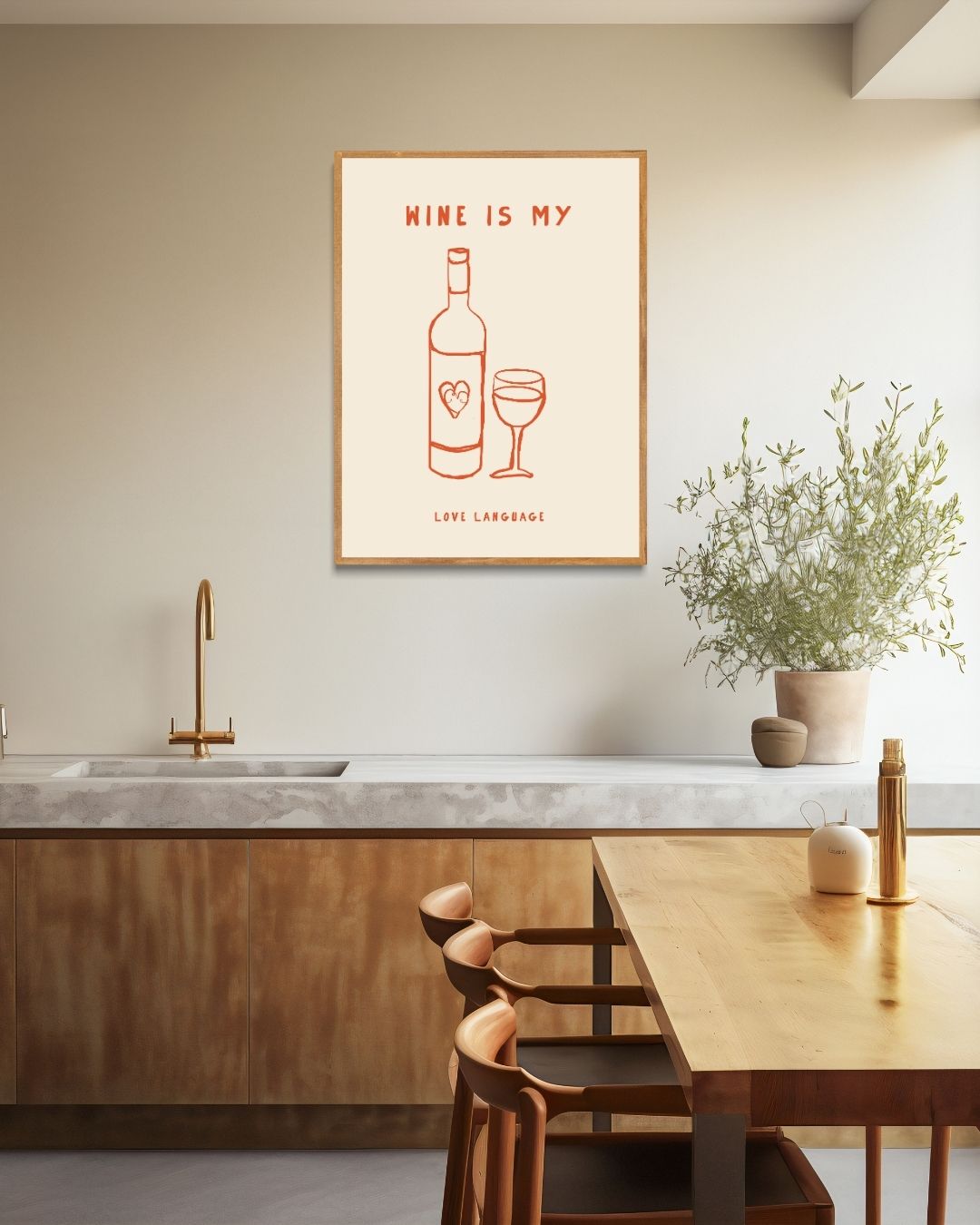 Wine is My Love Language Poster – staande poster voor modern interieur