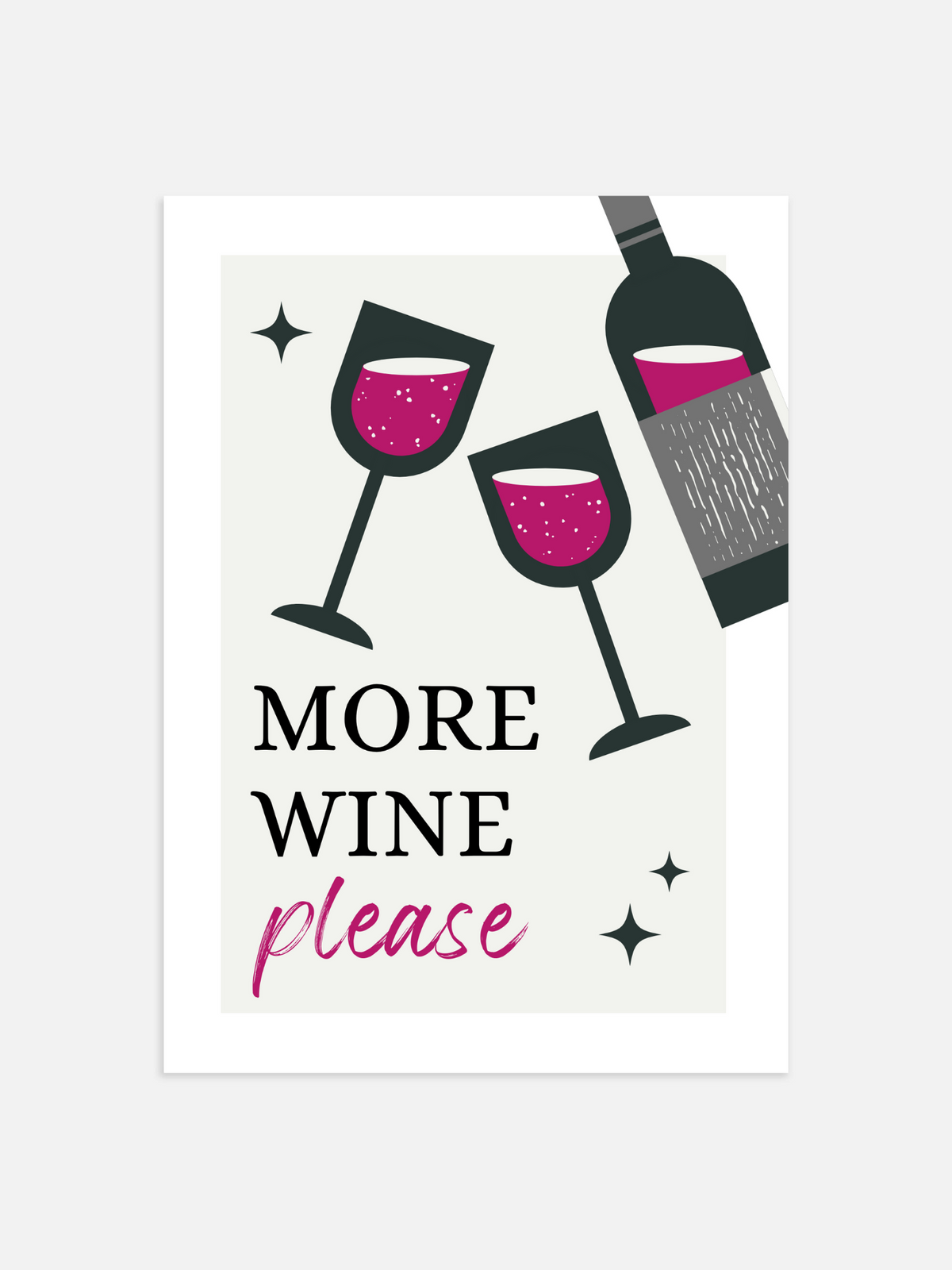 More wine please Poster – portret poster als wanddecoratie