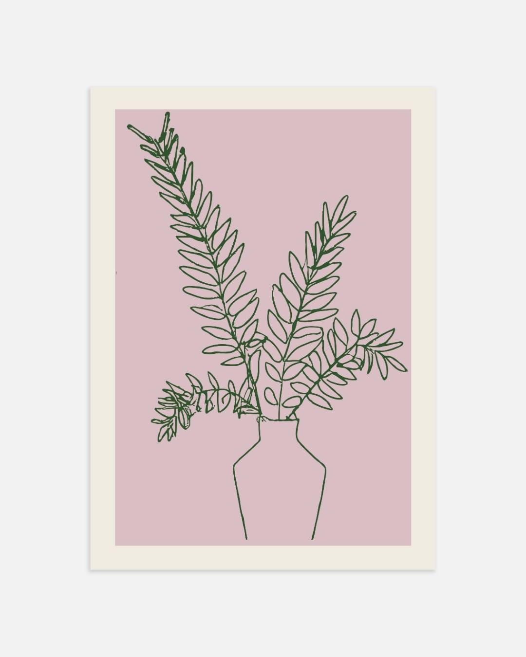 Planten in vaas schets Poster – portret wanddecoratie van WallArtistic