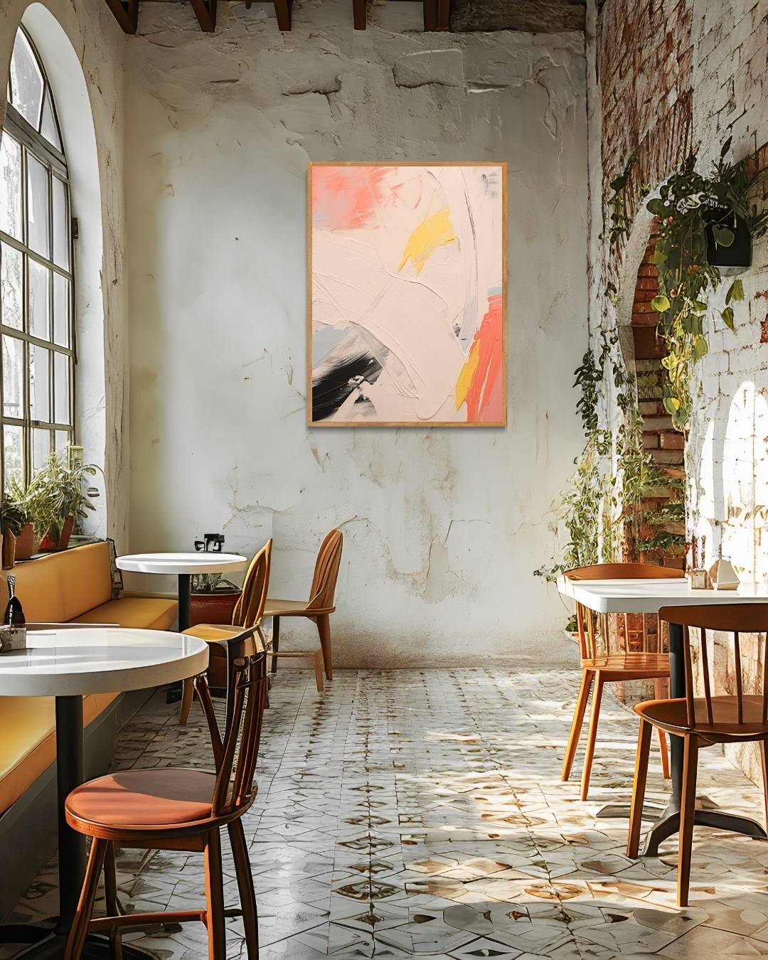 Speelse penseelstreken in pastel Poster – staande poster voor modern interieur