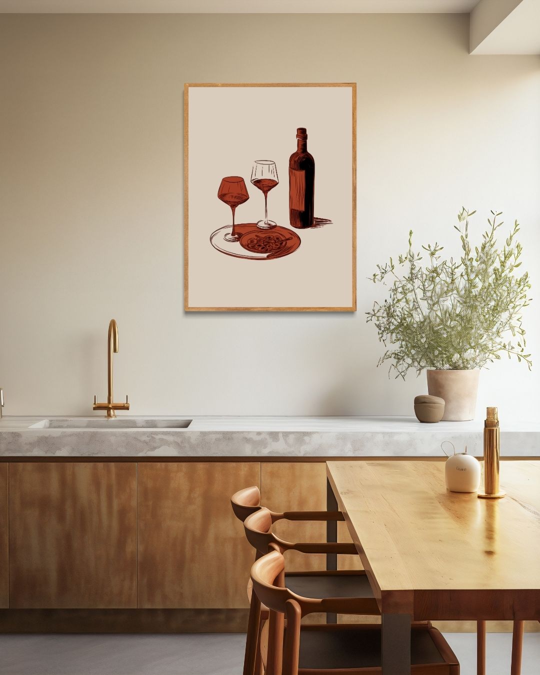 Wijn en olijven Poster – staande poster voor modern interieur