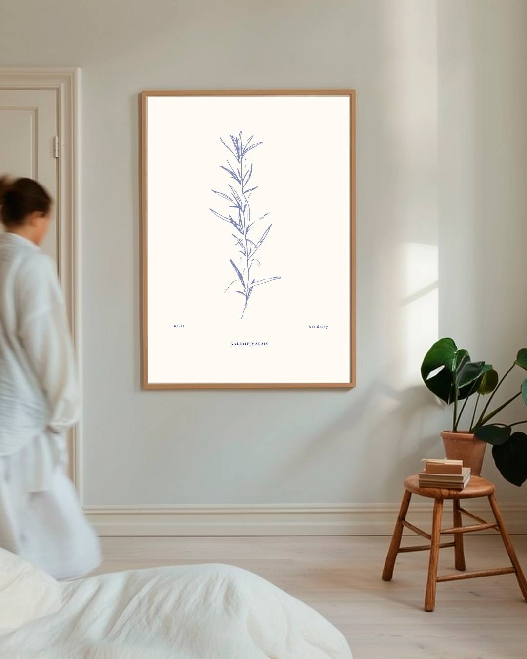 Botanische kunststudie blauw Poster – staande poster voor modern interieur
