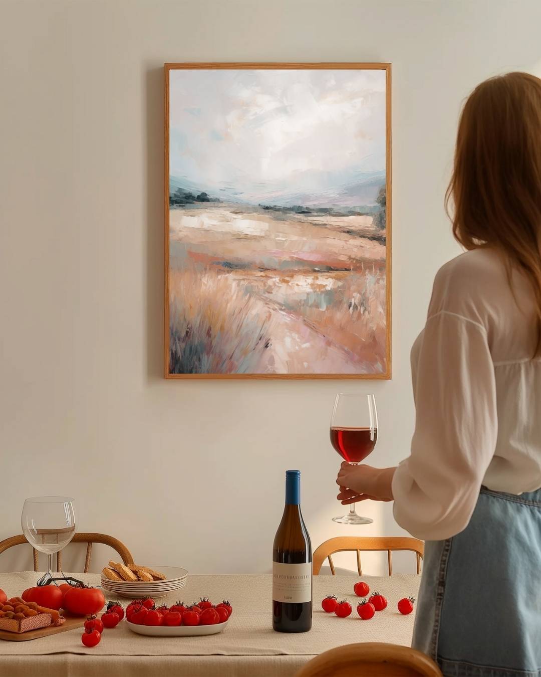 Abstract landschap in pastelkleuren Poster – staande poster voor modern interieur