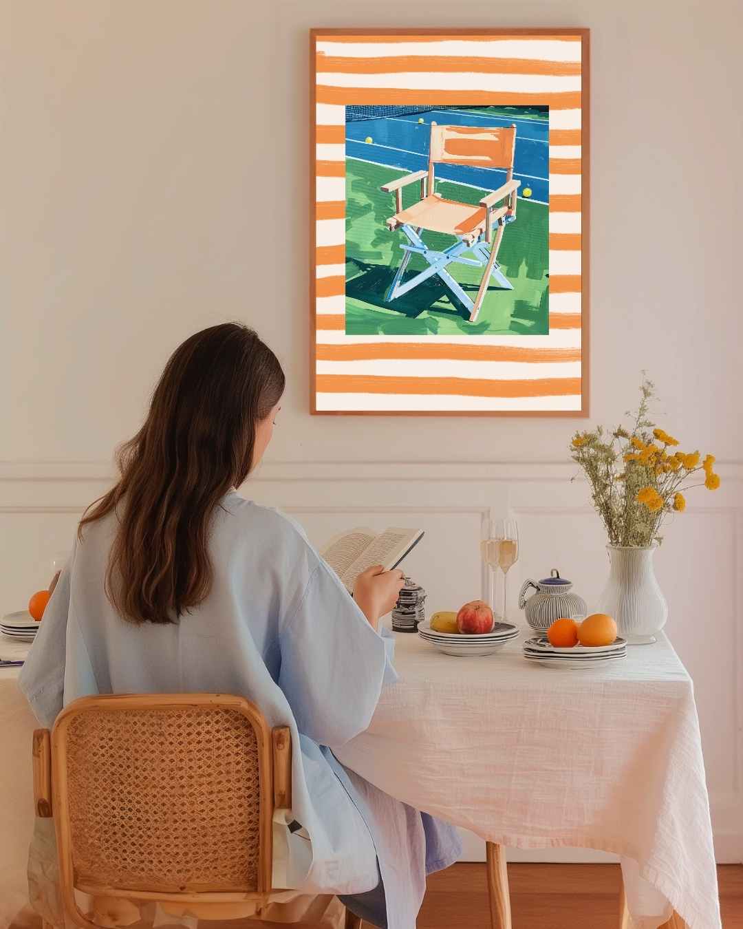 Tennis Court Chair Poster – staande poster voor modern interieur