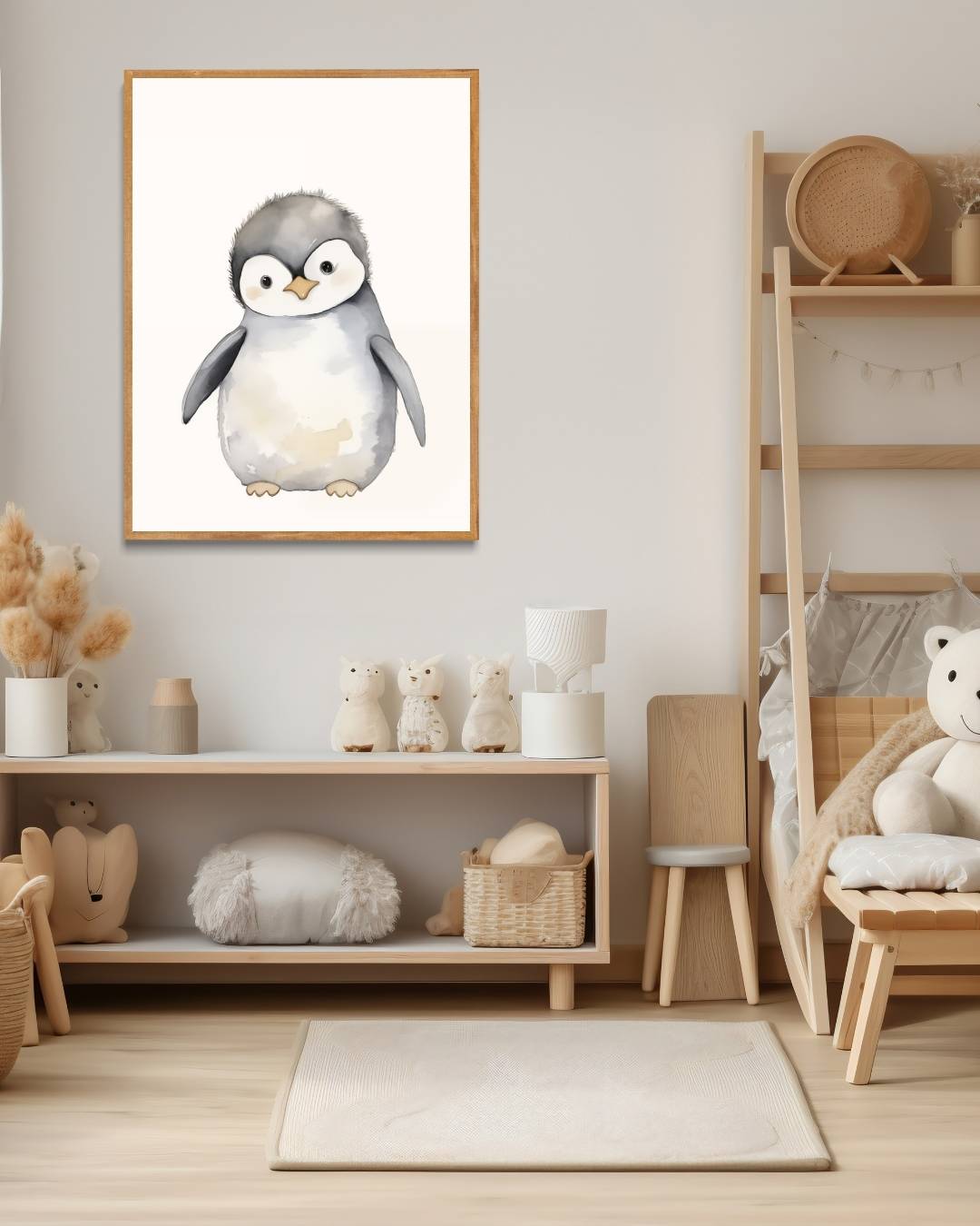Schattige baby pinguïn illustratie Poster – staande poster voor modern interieur