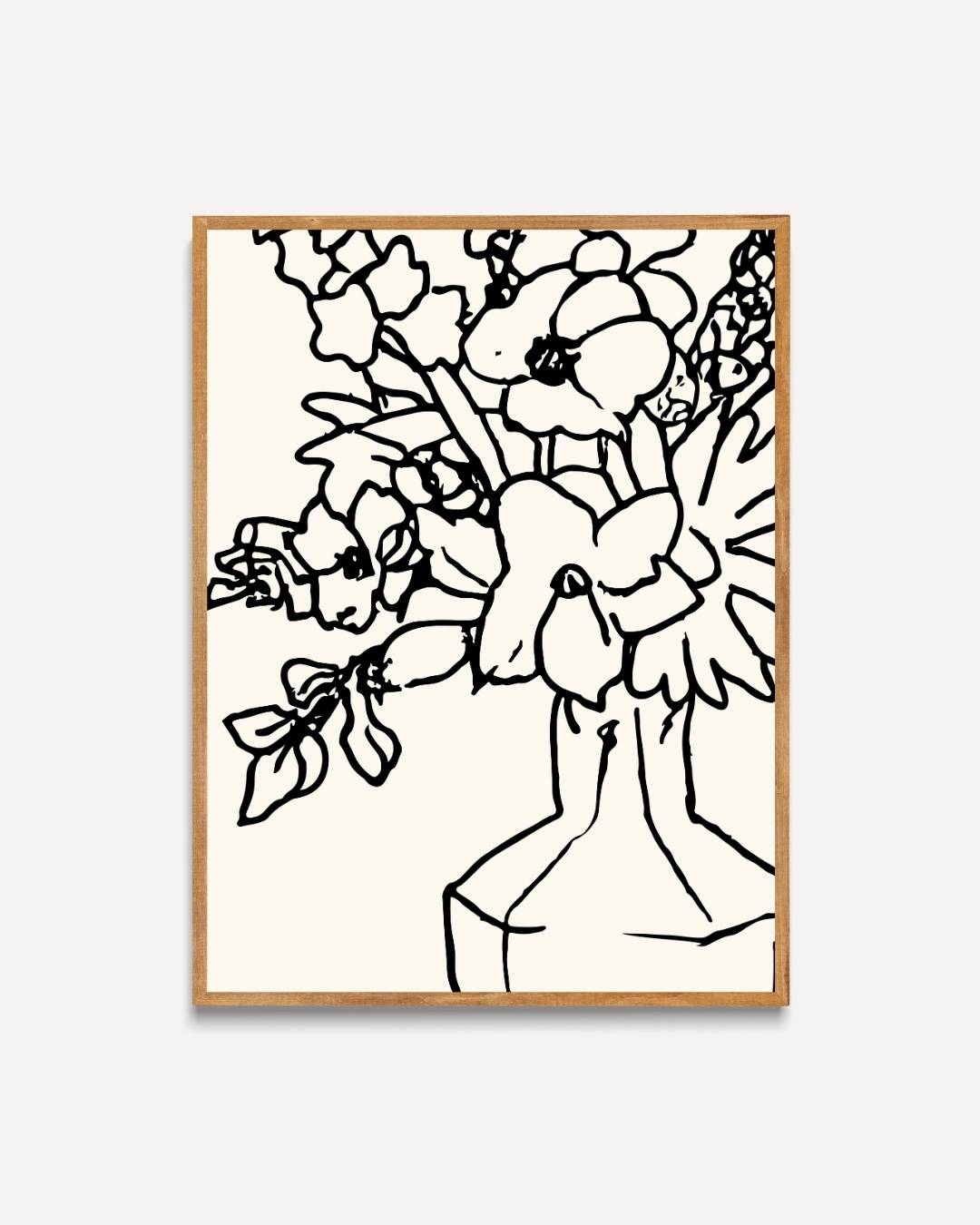 Bold floral vase line art Poster – portret poster als wanddecoratie