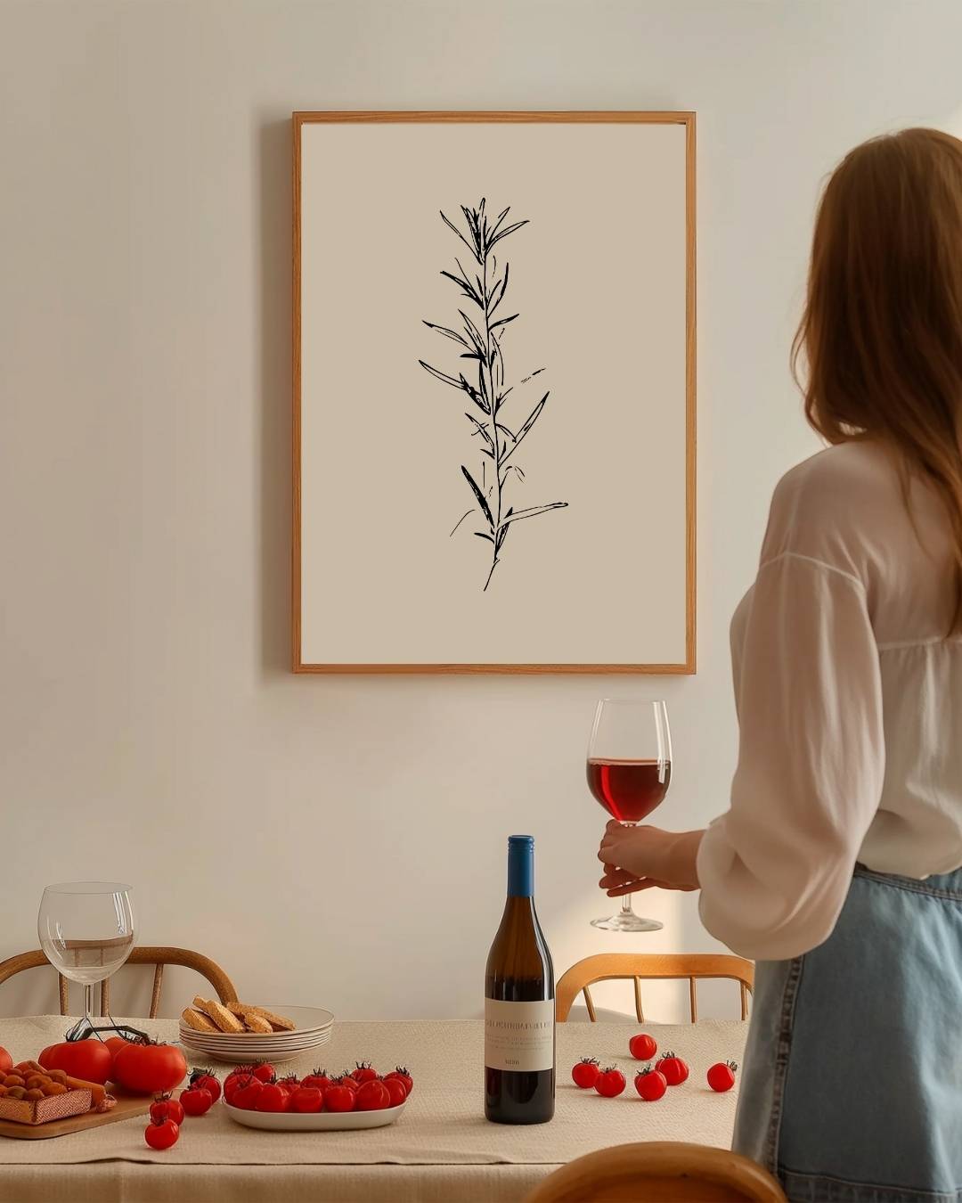 Botanische tak lijntekening Poster – staande poster voor modern interieur