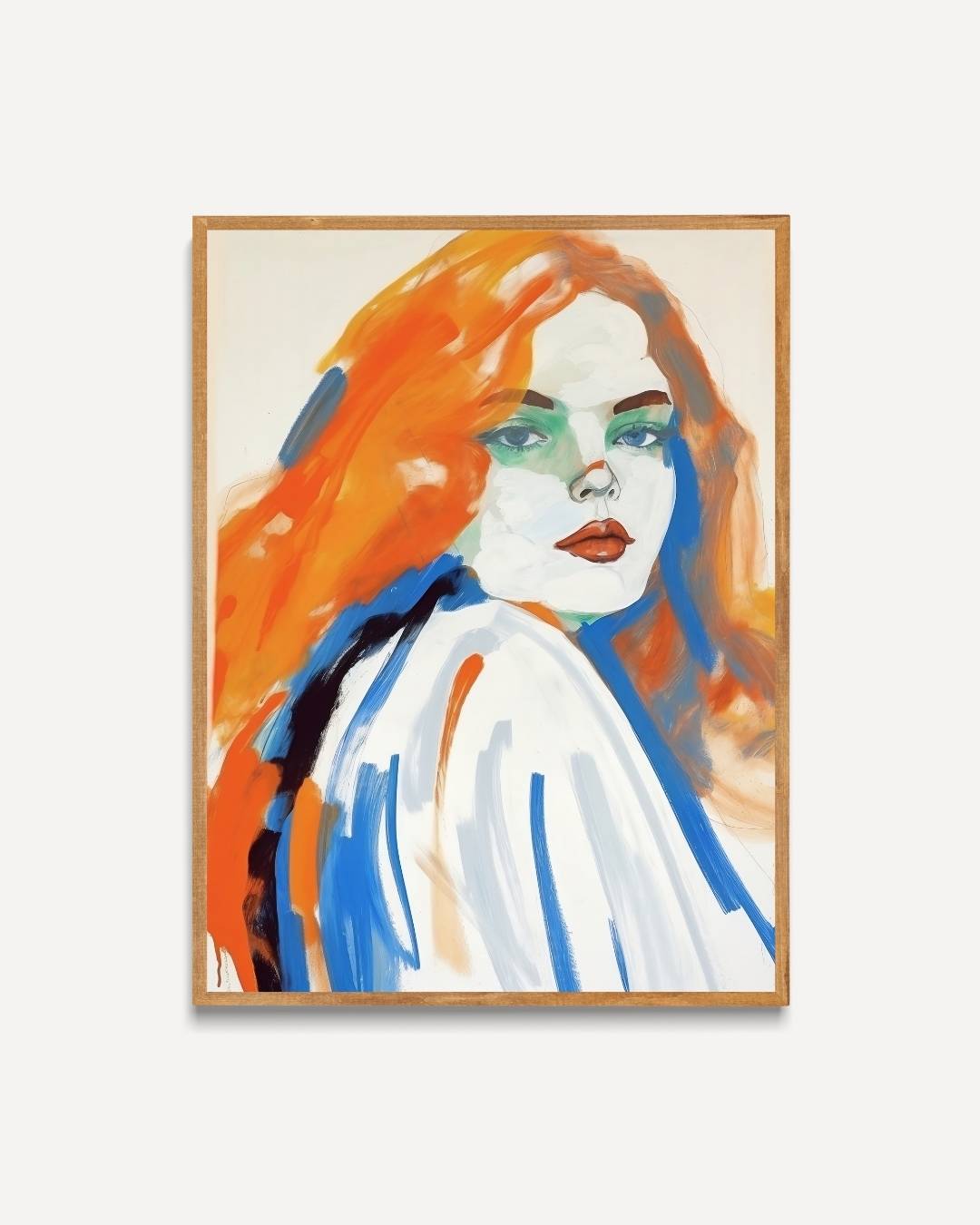 Portret van vrouw met oranje haar Poster – portret poster als wanddecoratie