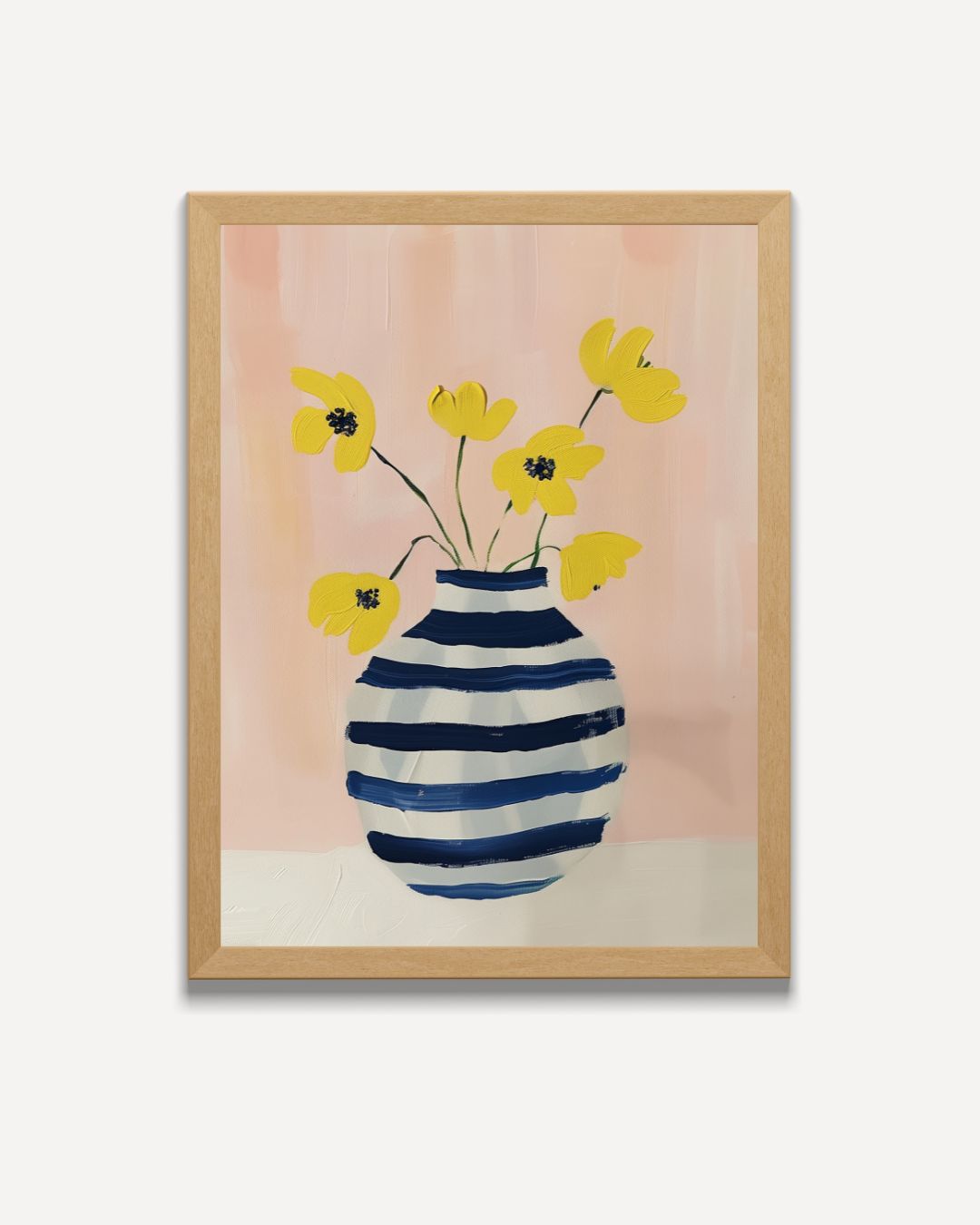 Bloemen in Gestreepte Vaas Poster – portret poster als wanddecoratie
