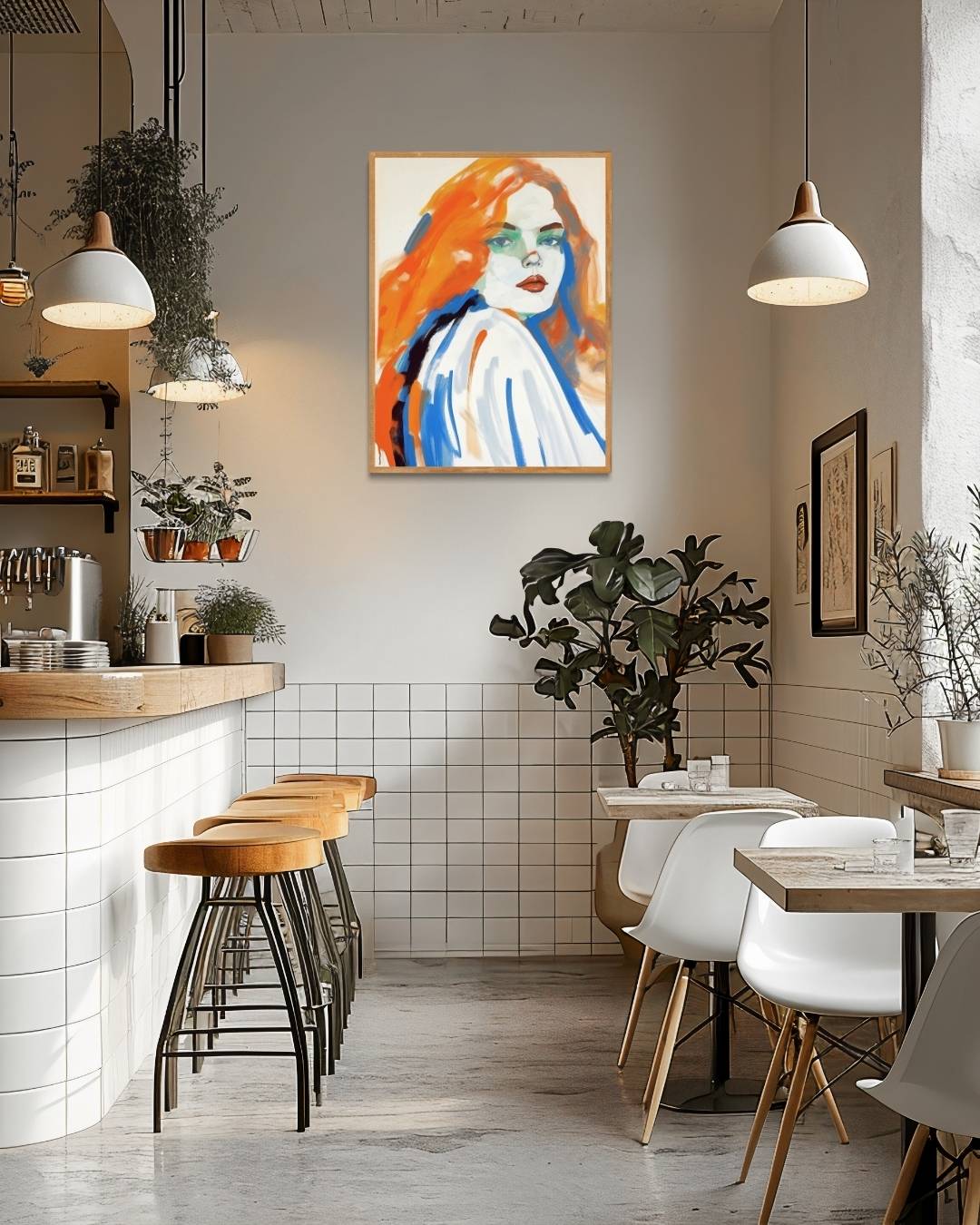 Portret van vrouw met oranje haar Poster – staande poster voor modern interieur