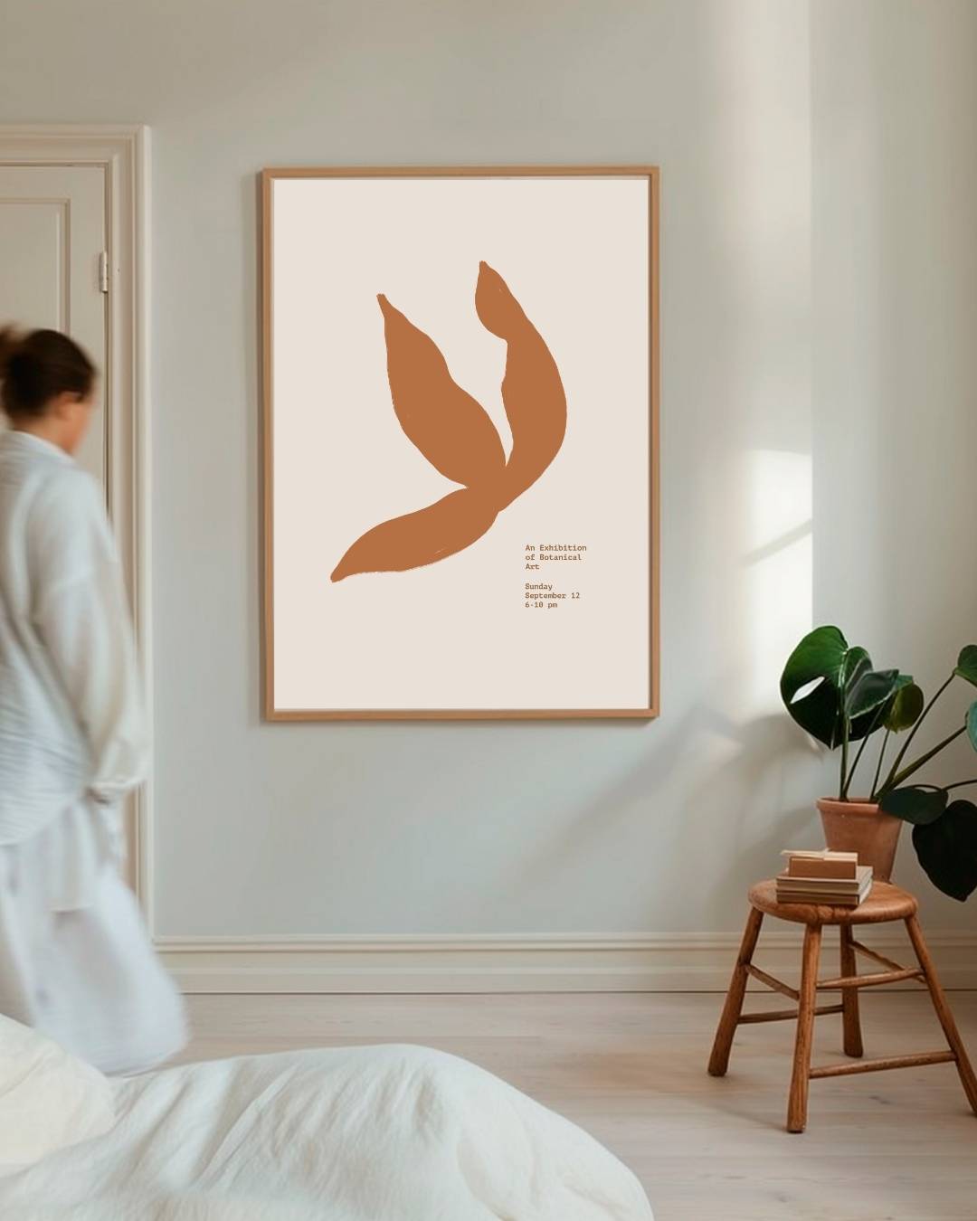 Bruine abstracte bladeren Poster – staande poster voor modern interieur