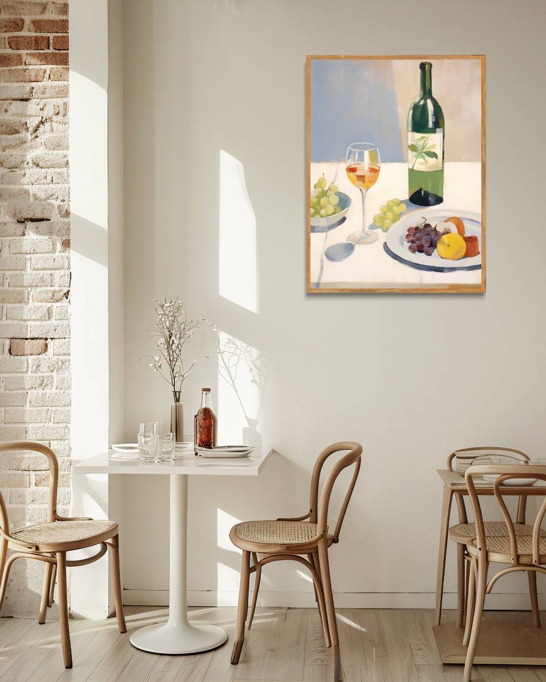 Stilleven met wijn en fruit Poster – staande poster voor modern interieur