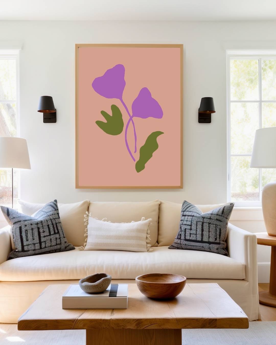 Kleurrijk bladensilhouet Poster – staande poster voor modern interieur