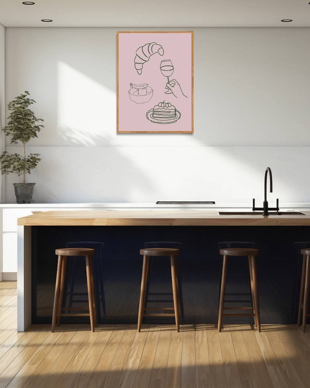 Ontbijt illustratie Poster – staande poster voor modern interieur