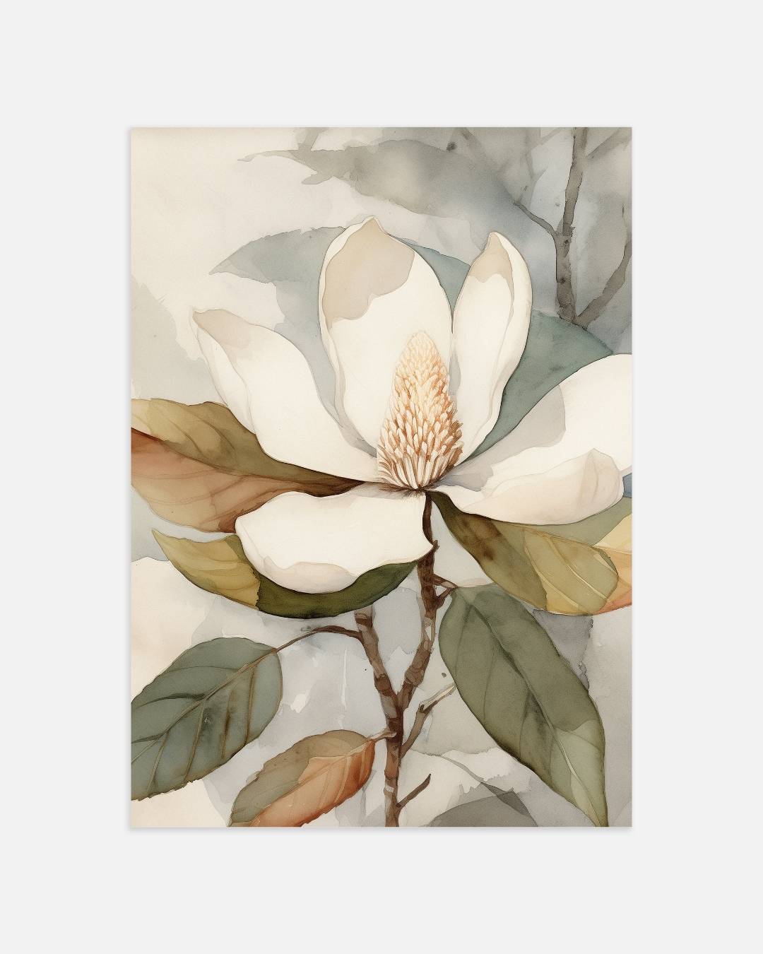 Magnolia bloemkunst Poster – portret wanddecoratie van WallArtistic