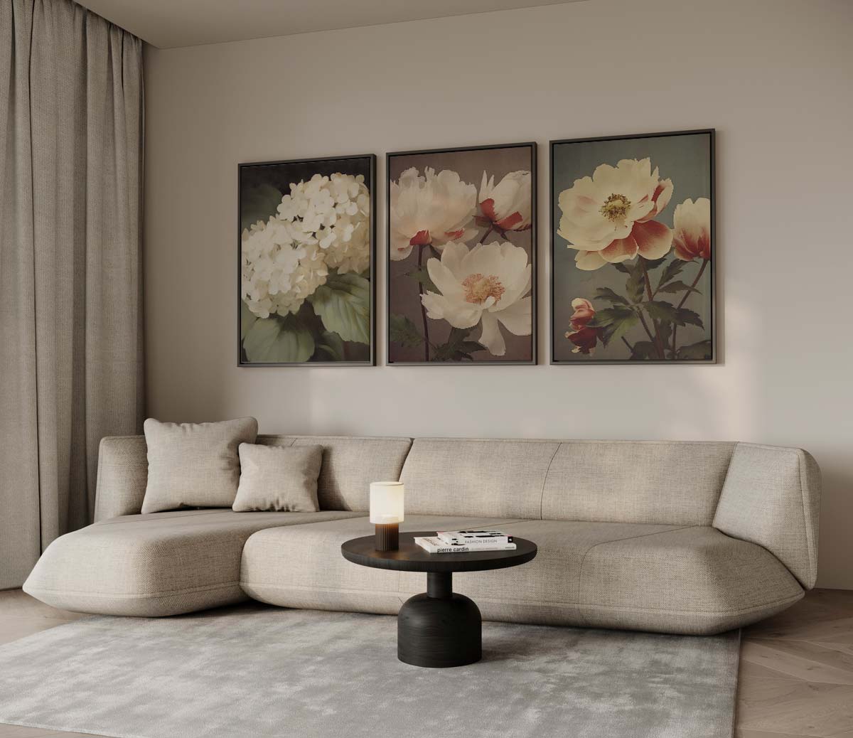 Botanische bloemportretten – drieluik als wanddecoratie