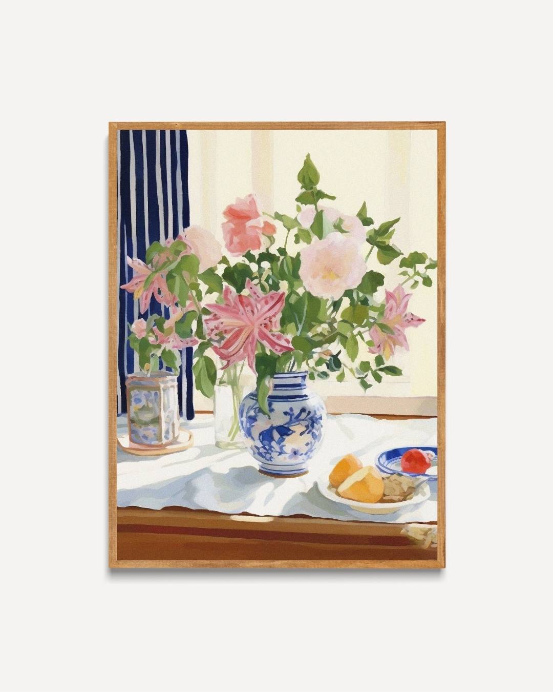 Stilleven met bloemen en fruit Poster – portret poster als wanddecoratie