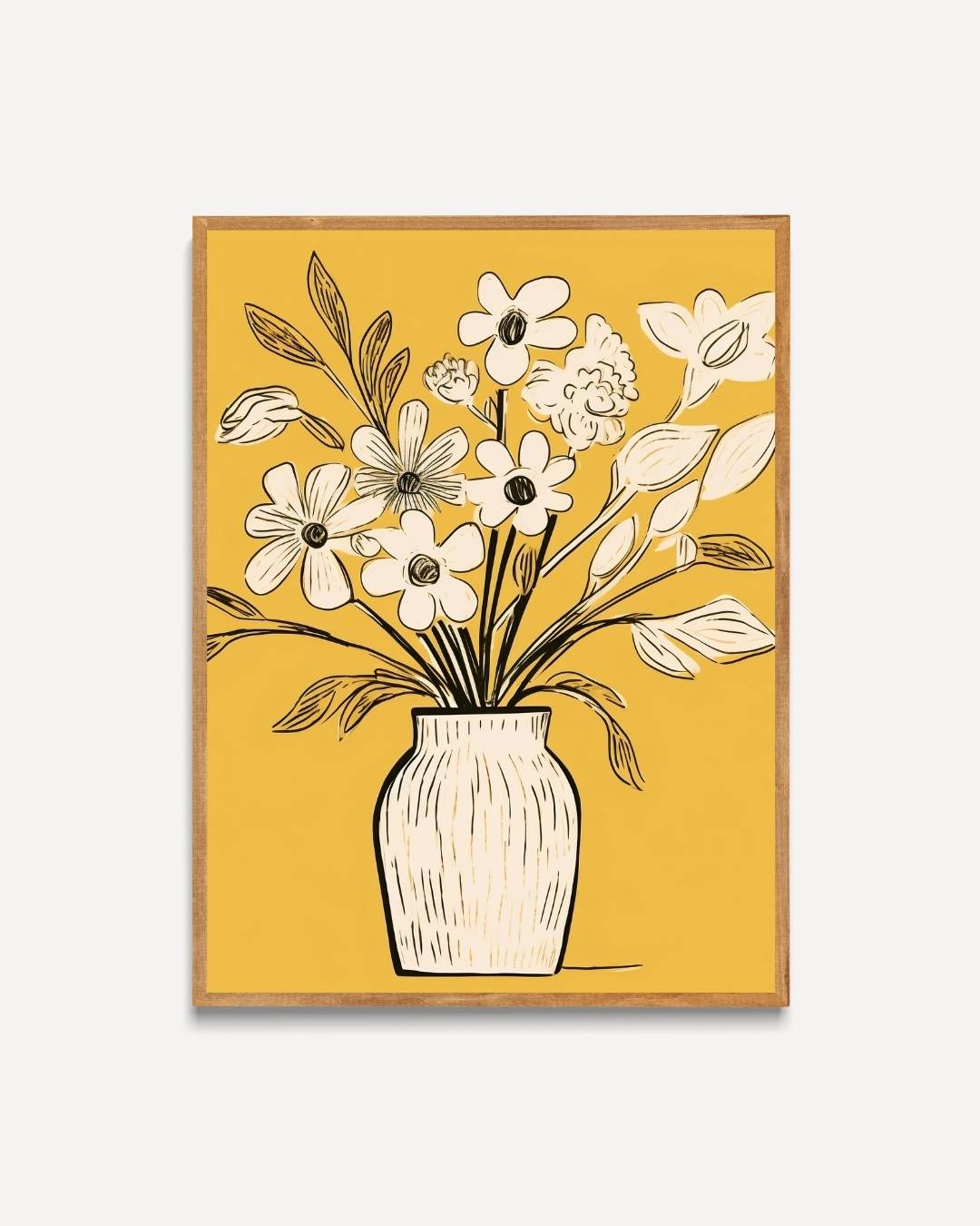 Illustratieve bloemenvaas Poster – portret poster als wanddecoratie