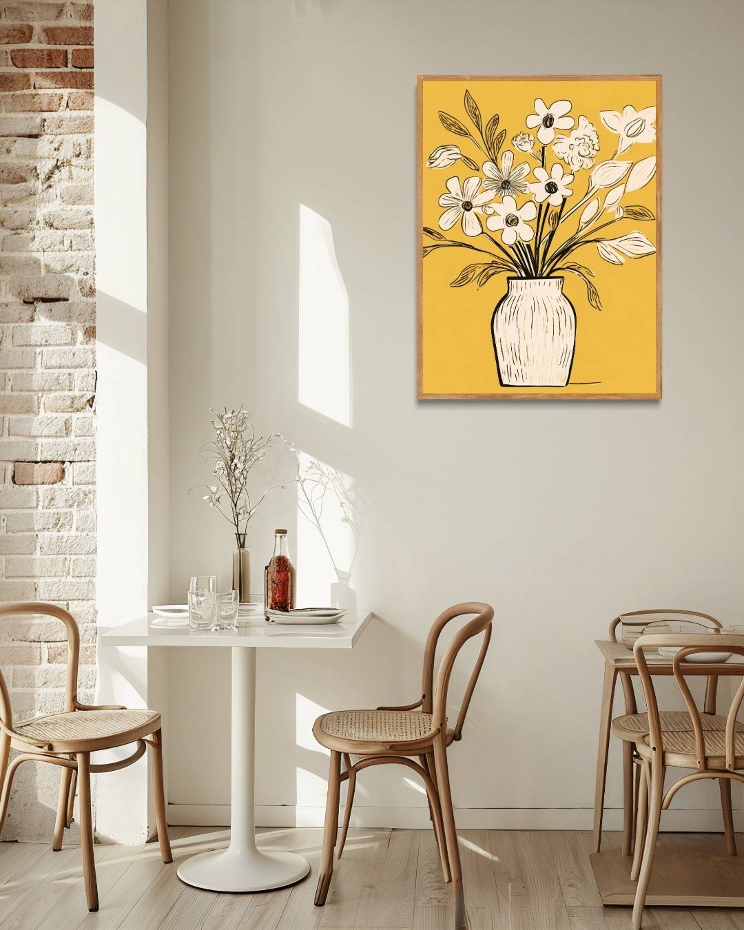 Illustratieve bloemenvaas Poster – staande poster voor modern interieur
