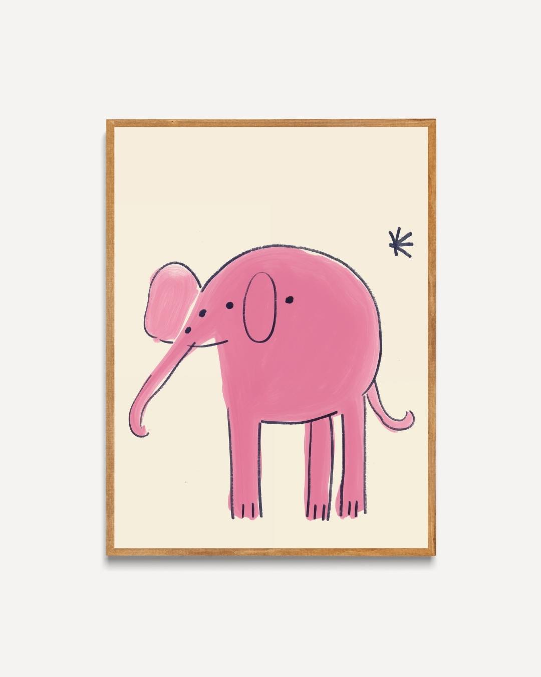 Speelse roze olifant illustratie Poster – portret poster als wanddecoratie