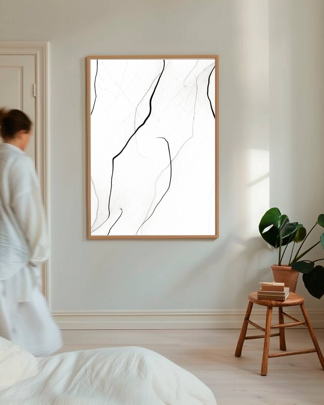 Abstracte zwarte lijnen Poster – staande poster voor modern interieur