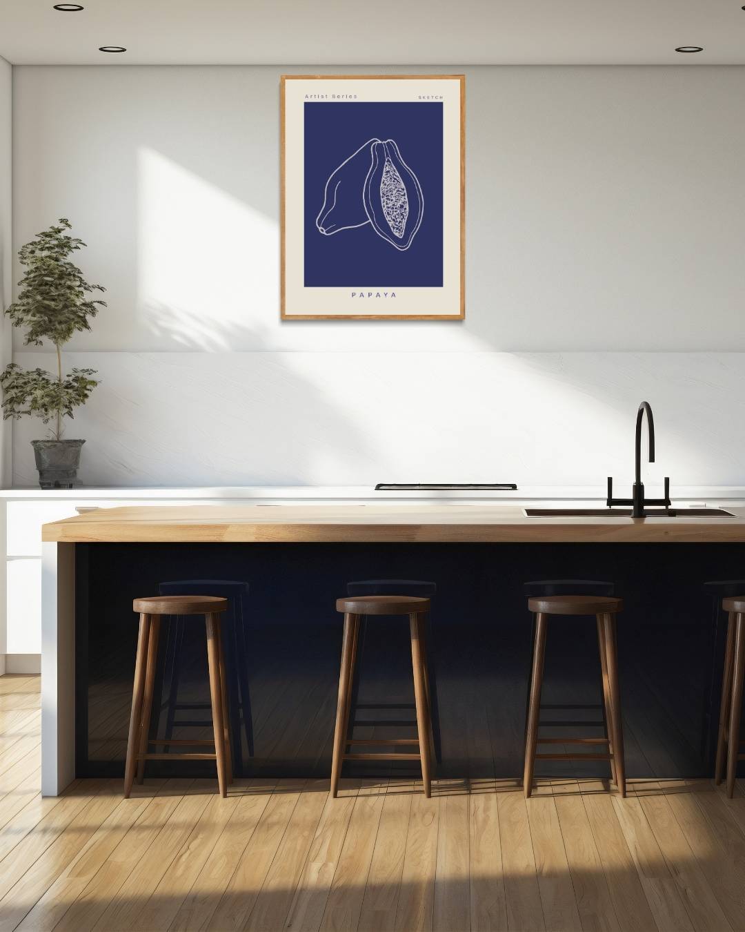 Papaya Poster Kunstwerk – staande poster voor modern interieur