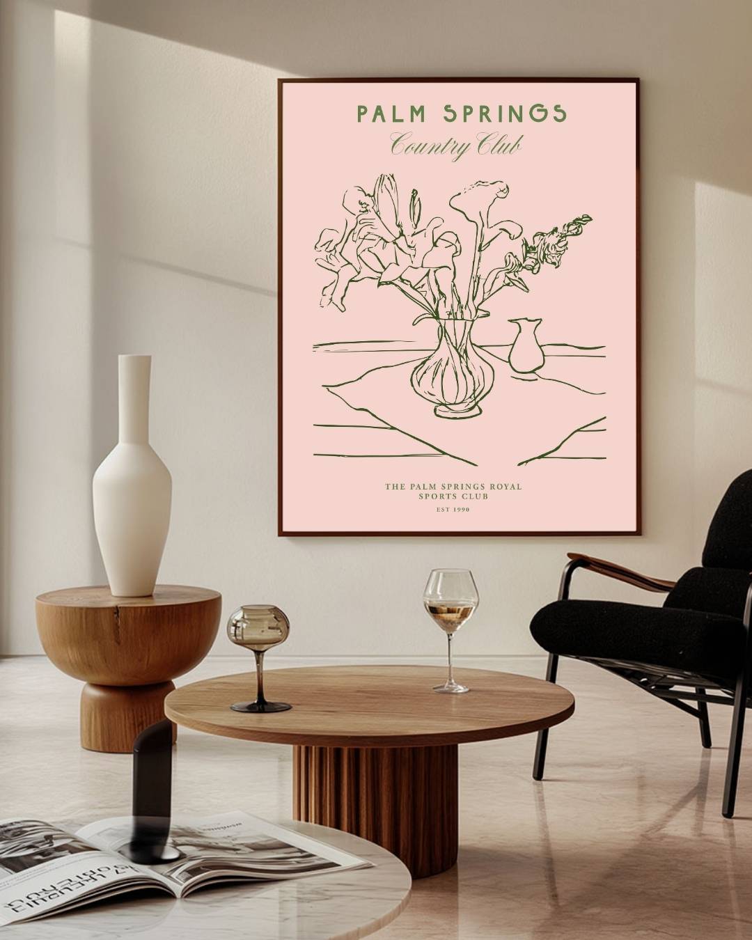 Palm Springs bloemenvaas Poster – staande poster voor modern interieur