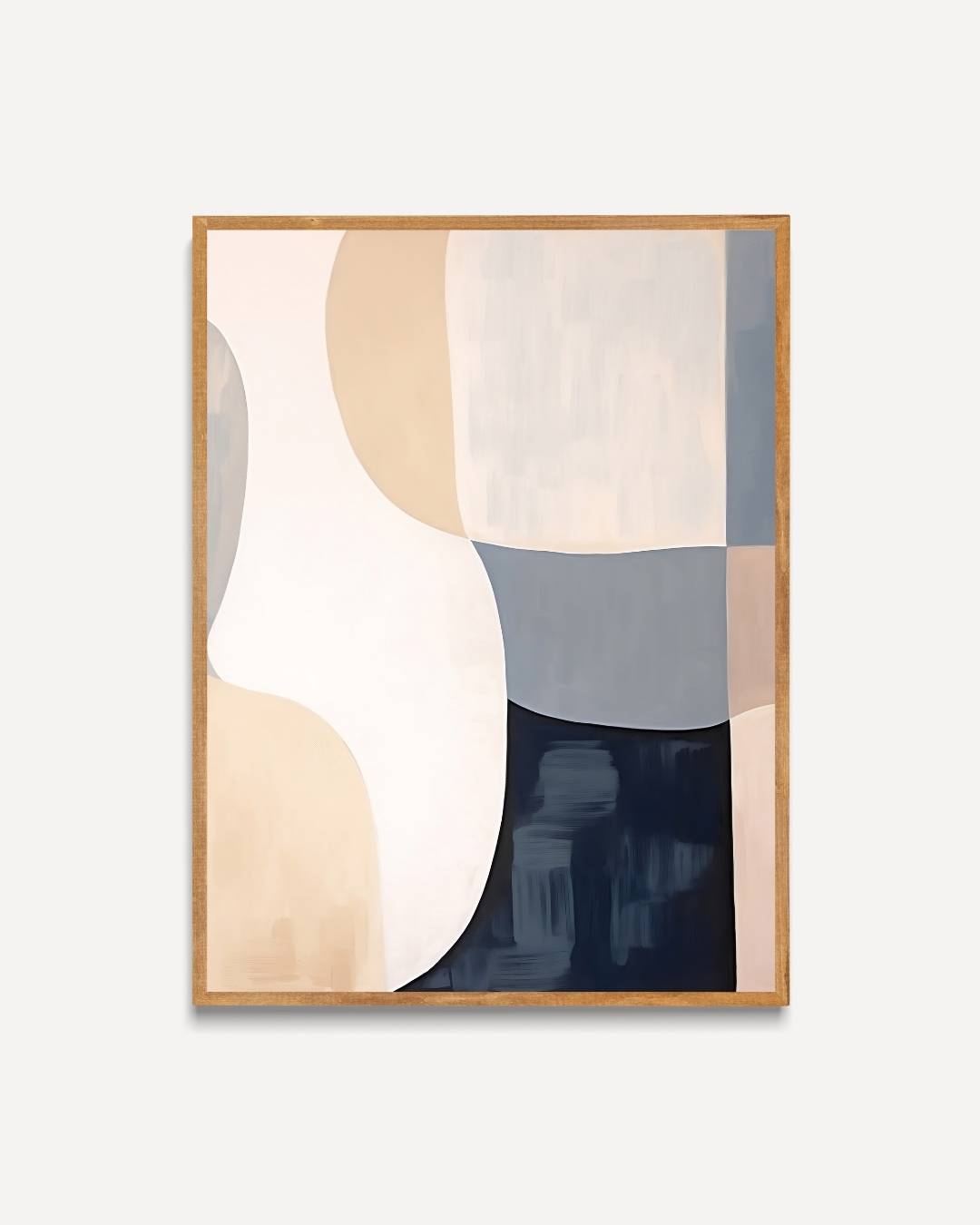 Abstracte lijnen en vlakken in blauw en beige Poster – portret poster als wanddecoratie