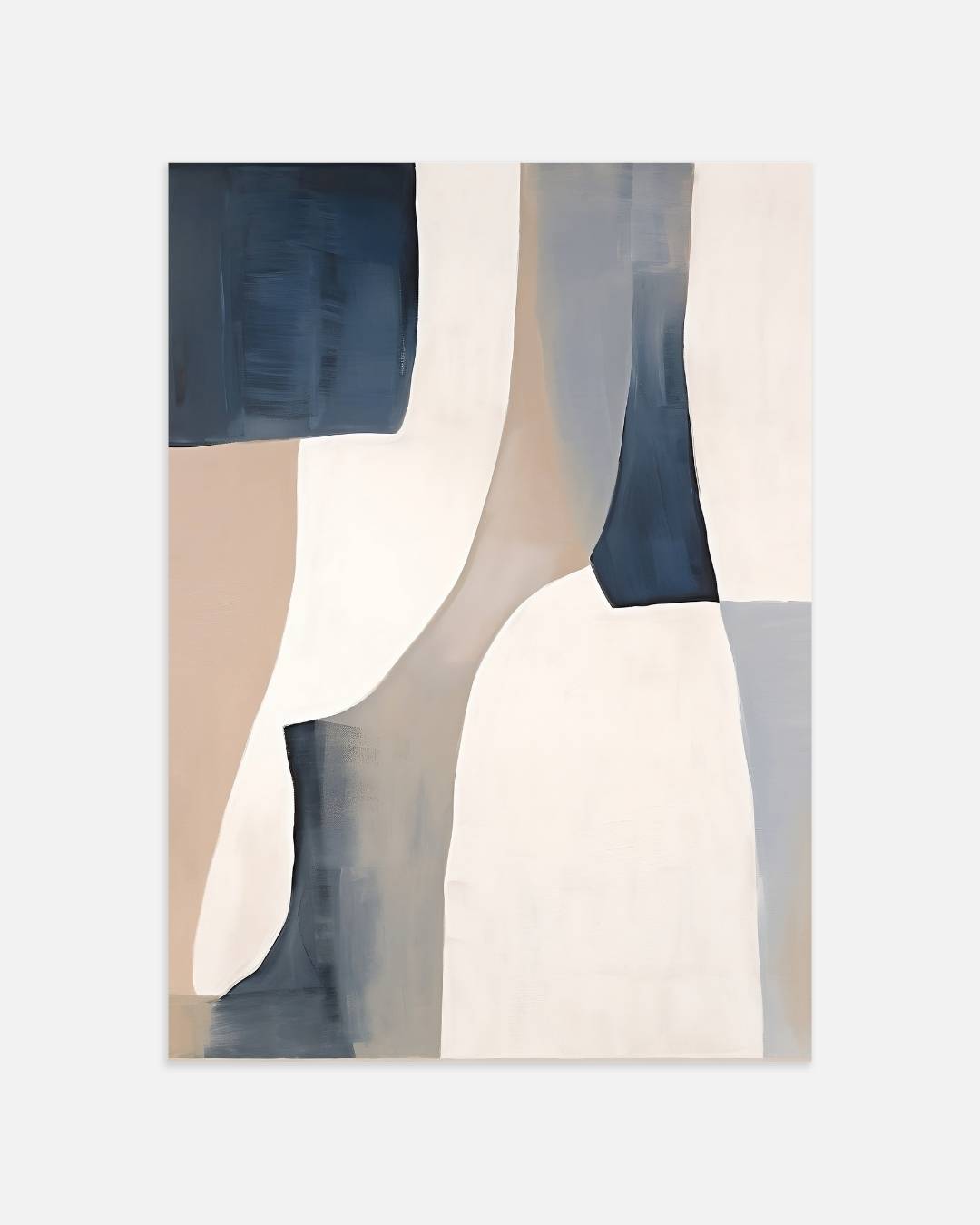 Abstracte vlakken in blauw en beige Poster – portret wanddecoratie van WallArtistic