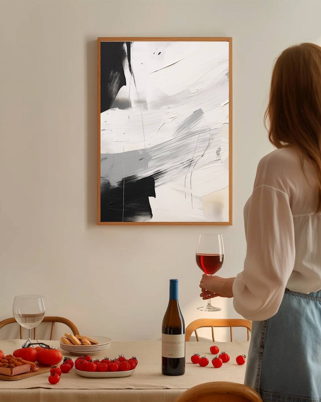 Abstracte penseelstreek Poster – staande poster voor modern interieur