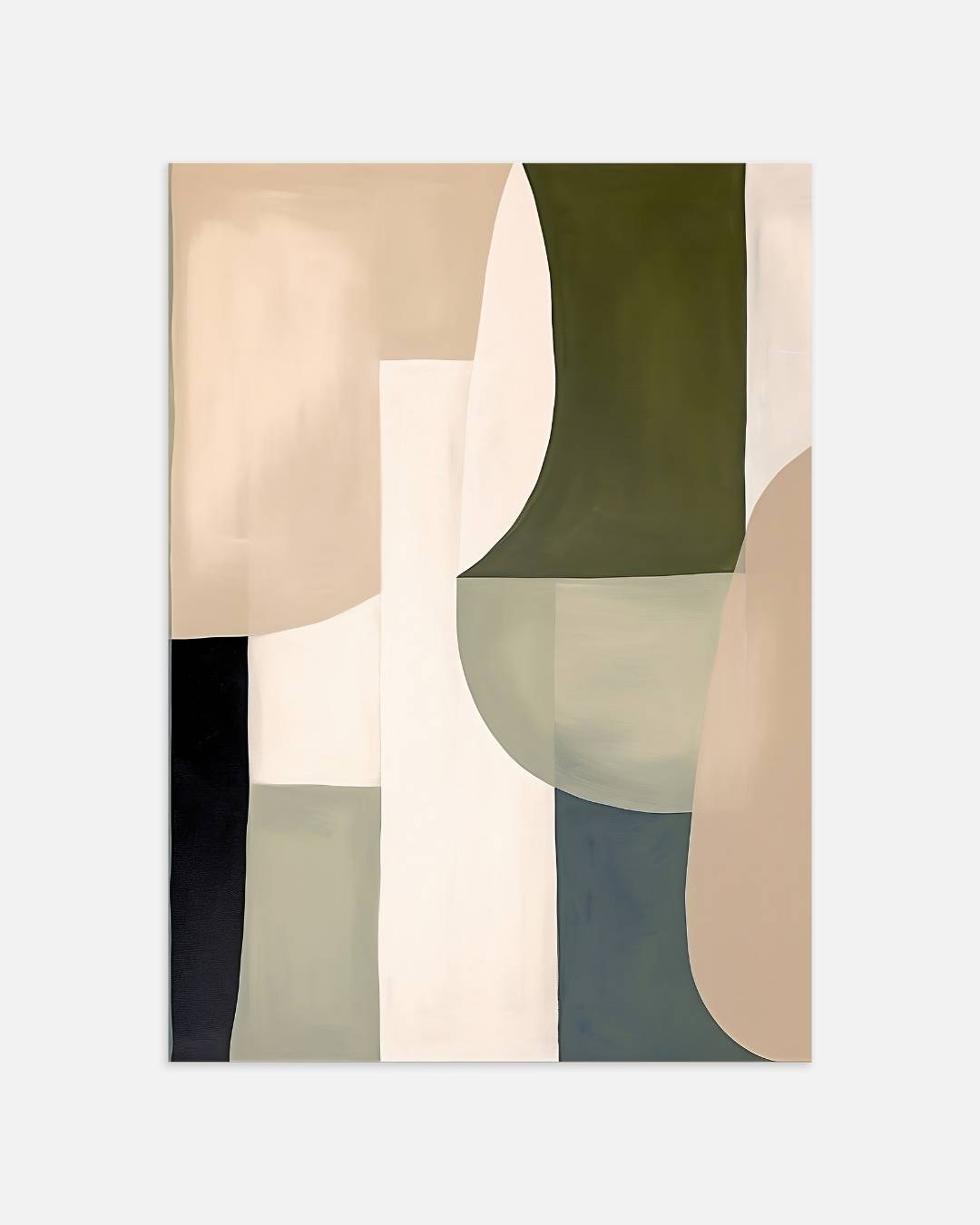 Abstracte vlakken in groen en beige Poster – portret wanddecoratie van WallArtistic