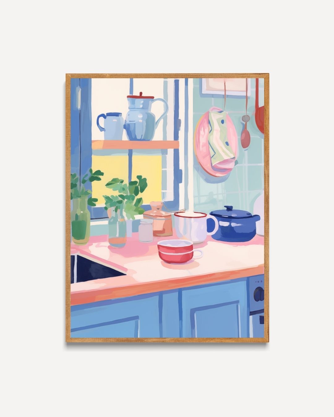 Sunny Kitchen Scene Poster – portret poster als wanddecoratie