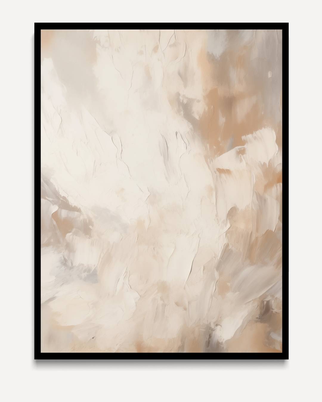 Warme abstractie in beige en crème – portret kunstwerk als wanddecoratie