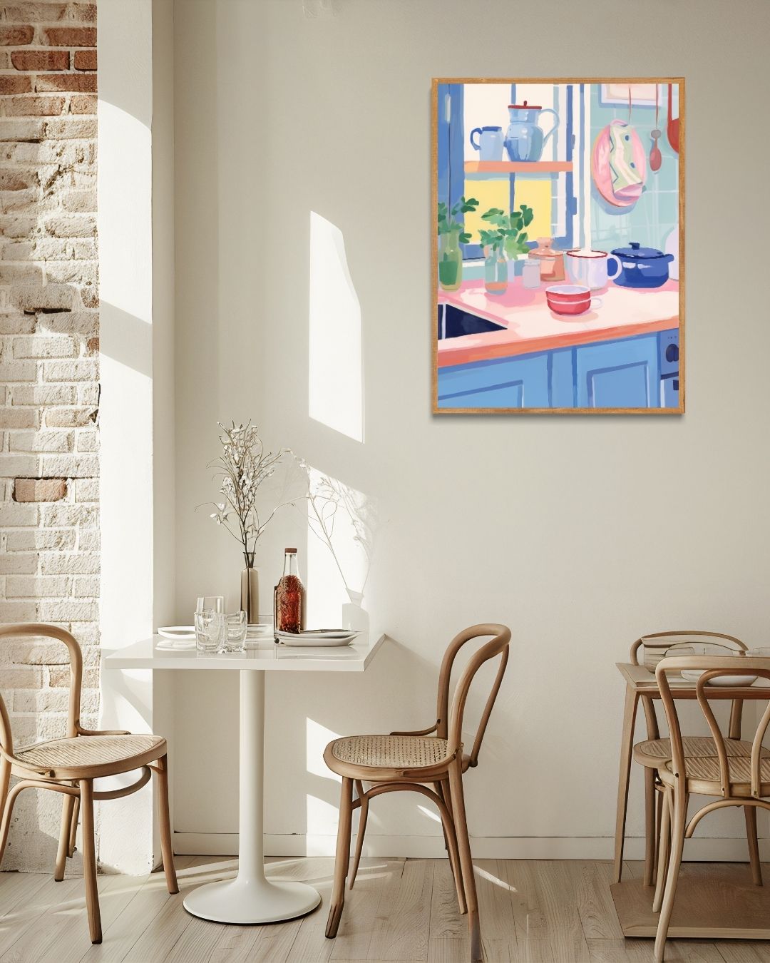Sunny Kitchen Scene Poster – staande poster voor modern interieur