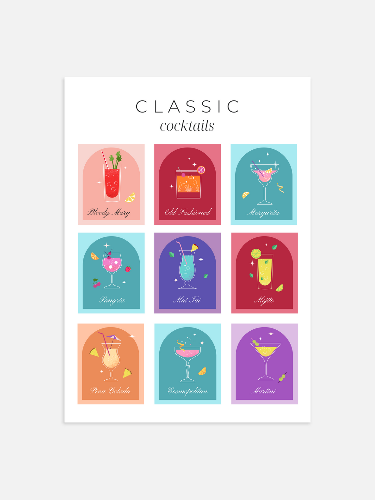 Classic cocktails Poster – portret poster als wanddecoratie