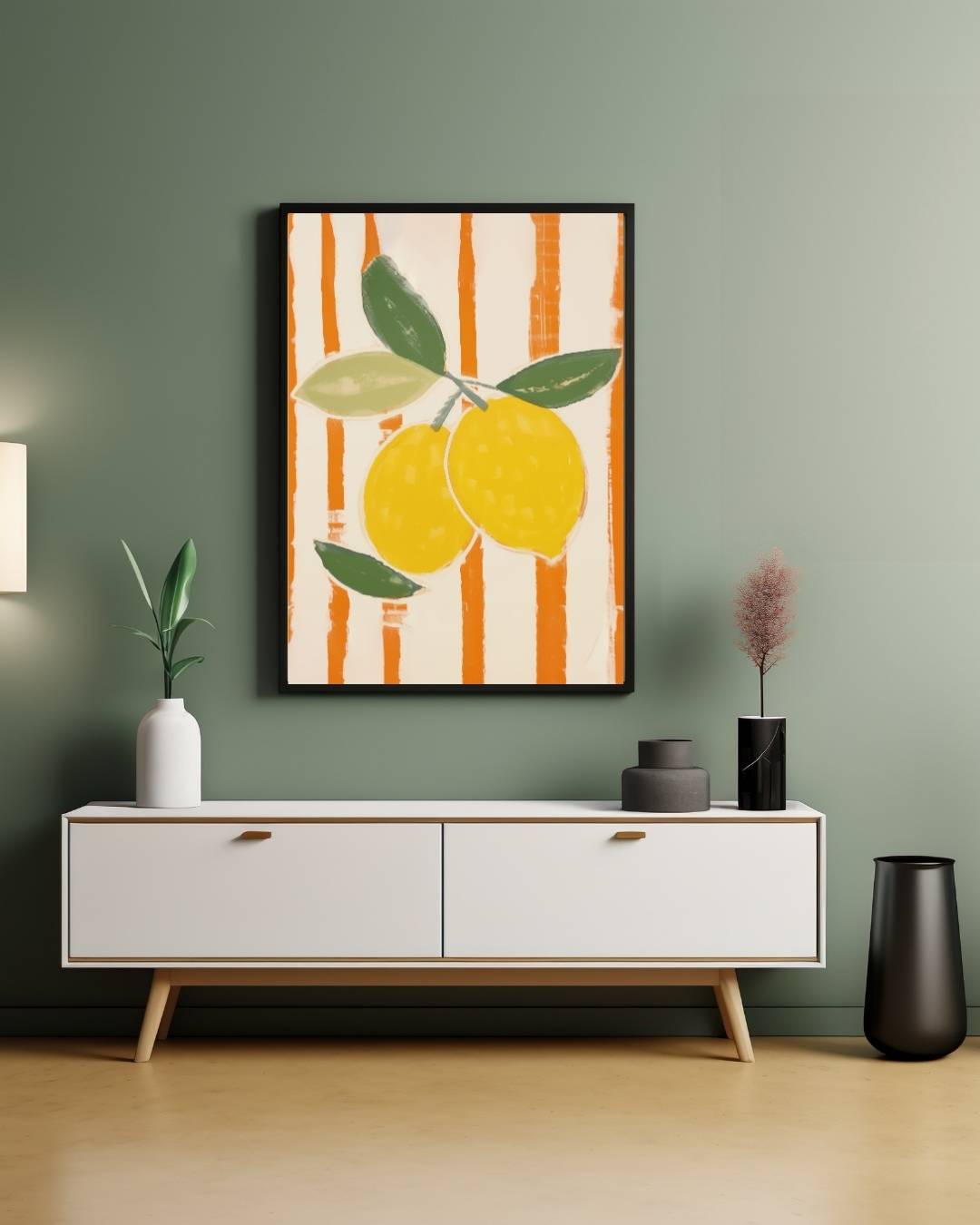 Citroenen met strepen Poster – staande poster voor modern interieur