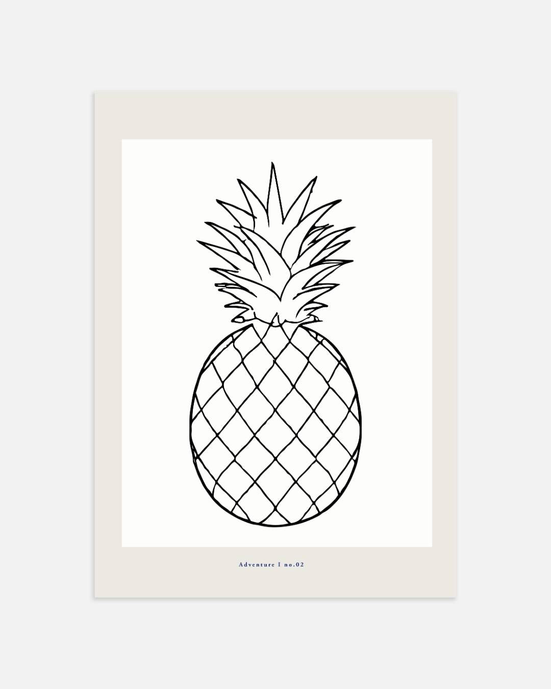 Ananas lijntekening Poster – portret wanddecoratie van WallArtistic