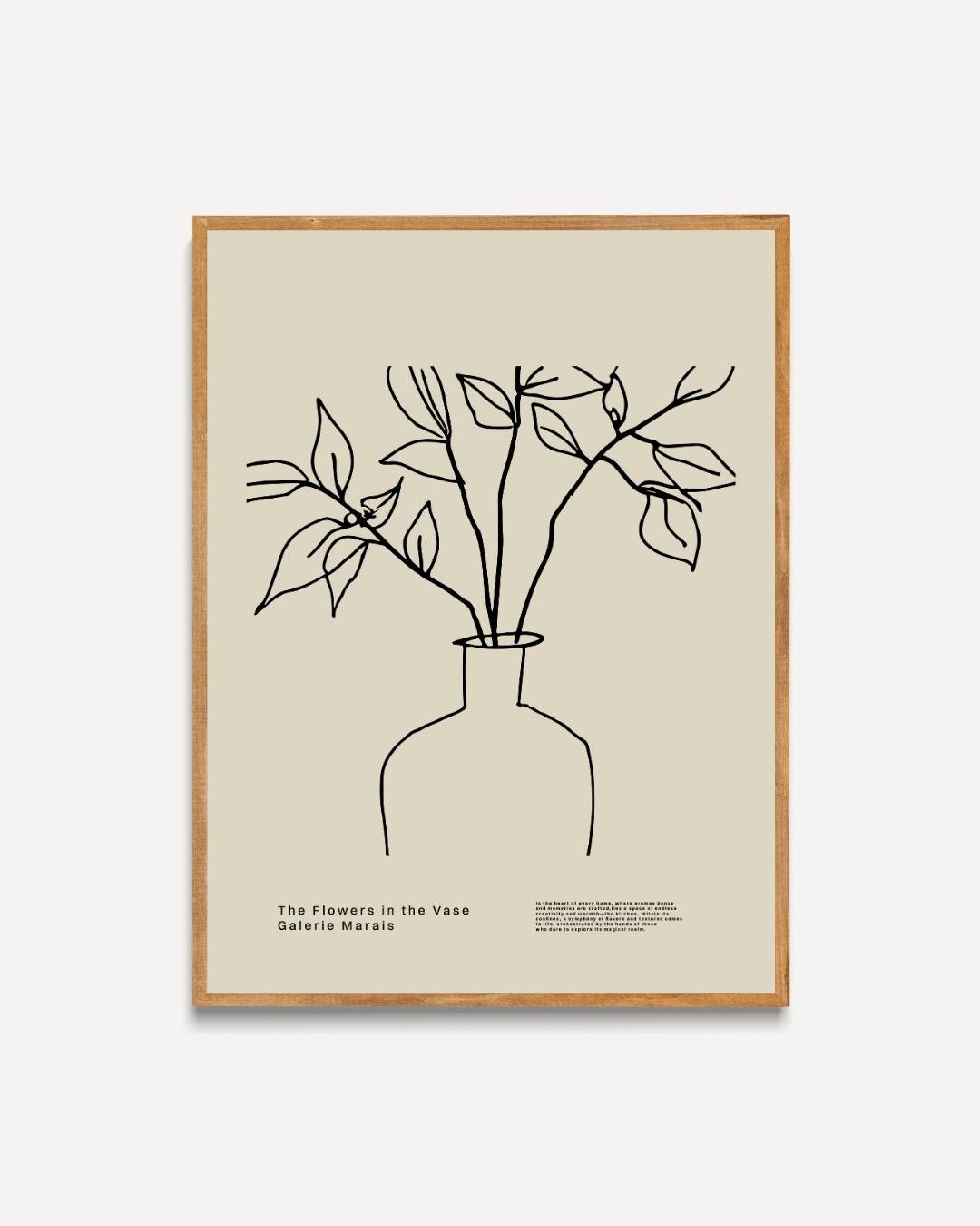 Lijntekening bloemen in vaas Poster – portret poster als wanddecoratie