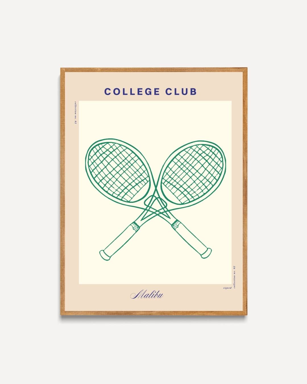 College Club groene tennisrackets Poster – portret poster als wanddecoratie