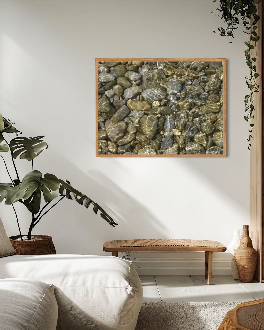 Heldere rivierstenen Poster – staande poster voor modern interieur