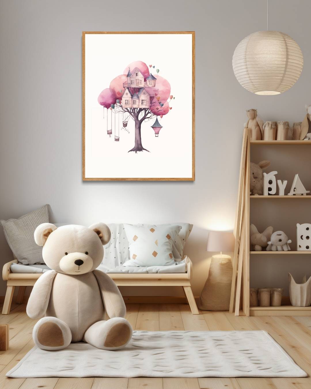 Magisch boomhuis illustratie Poster – staande poster voor modern interieur