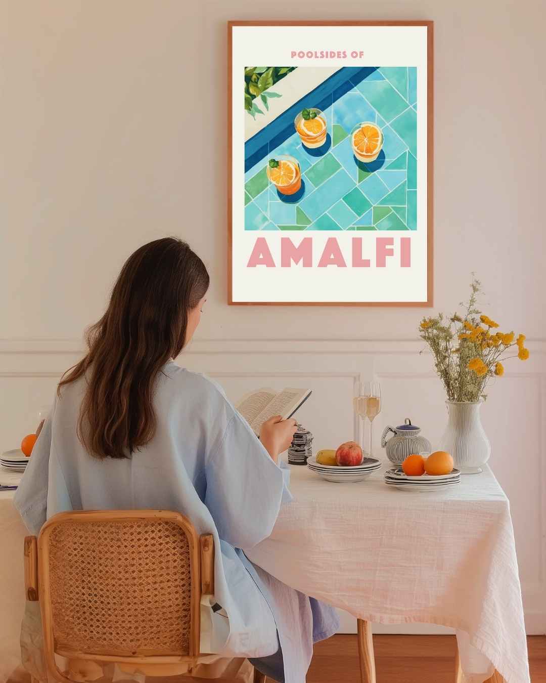 Poolsides of Amalfi Poster – staande poster voor modern interieur