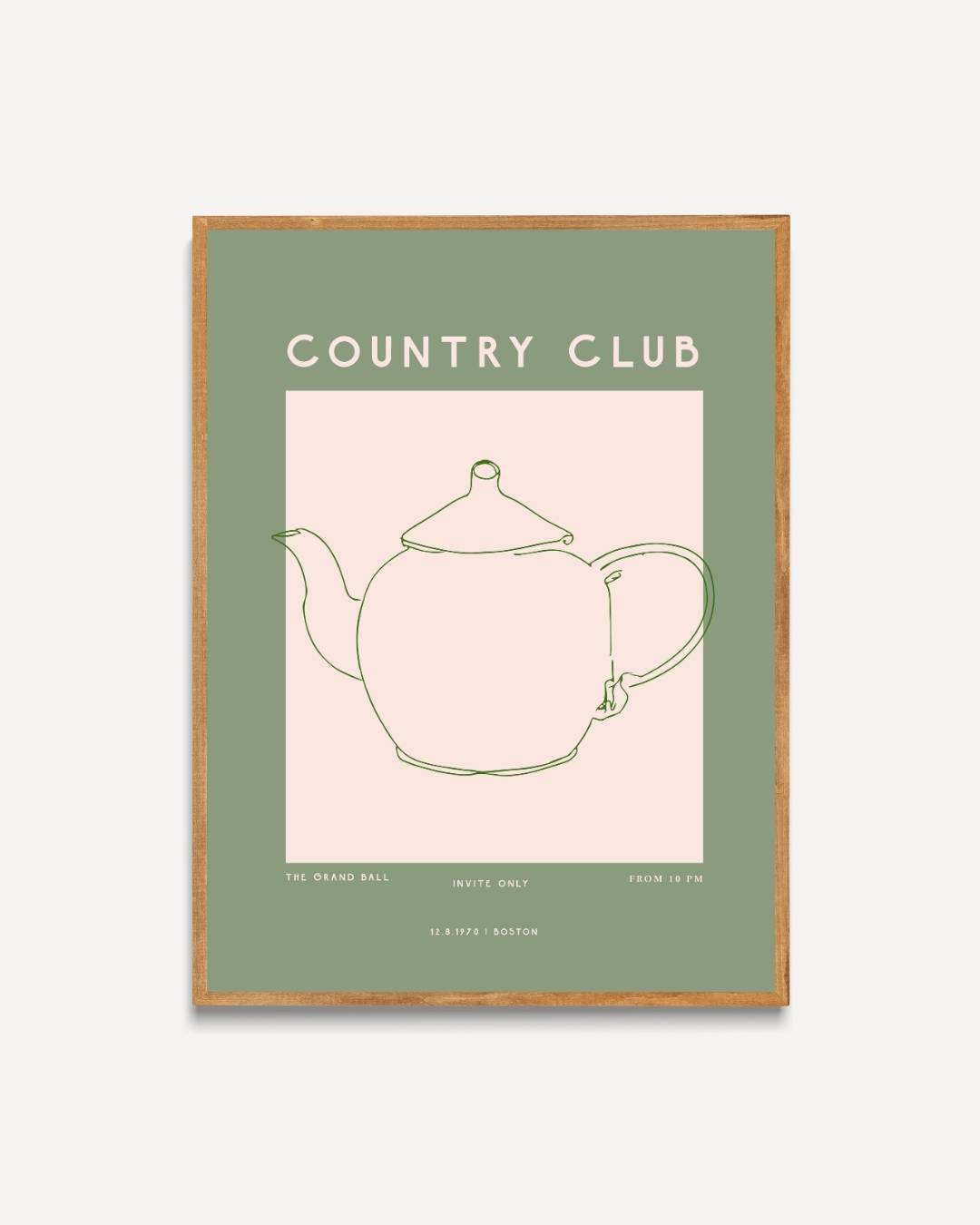 Country Club theepot Poster – portret poster als wanddecoratie
