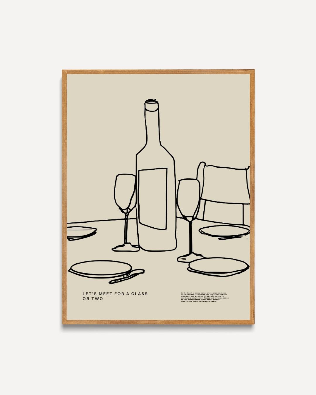 Wijnglazen en fles Poster – portret poster als wanddecoratie