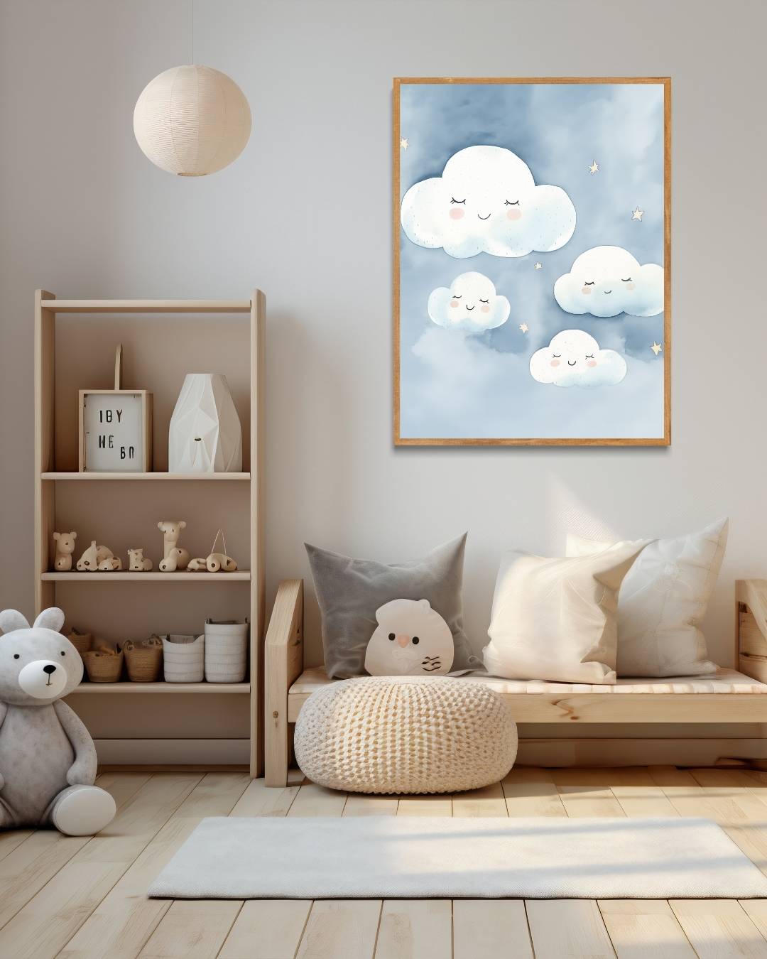 Schattige wolkjes Poster – staande poster voor modern interieur