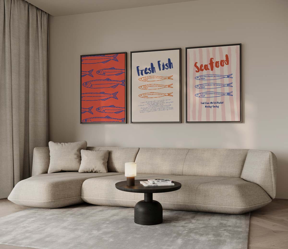Visuele ode aan de zee – drieluik voor modern interieur