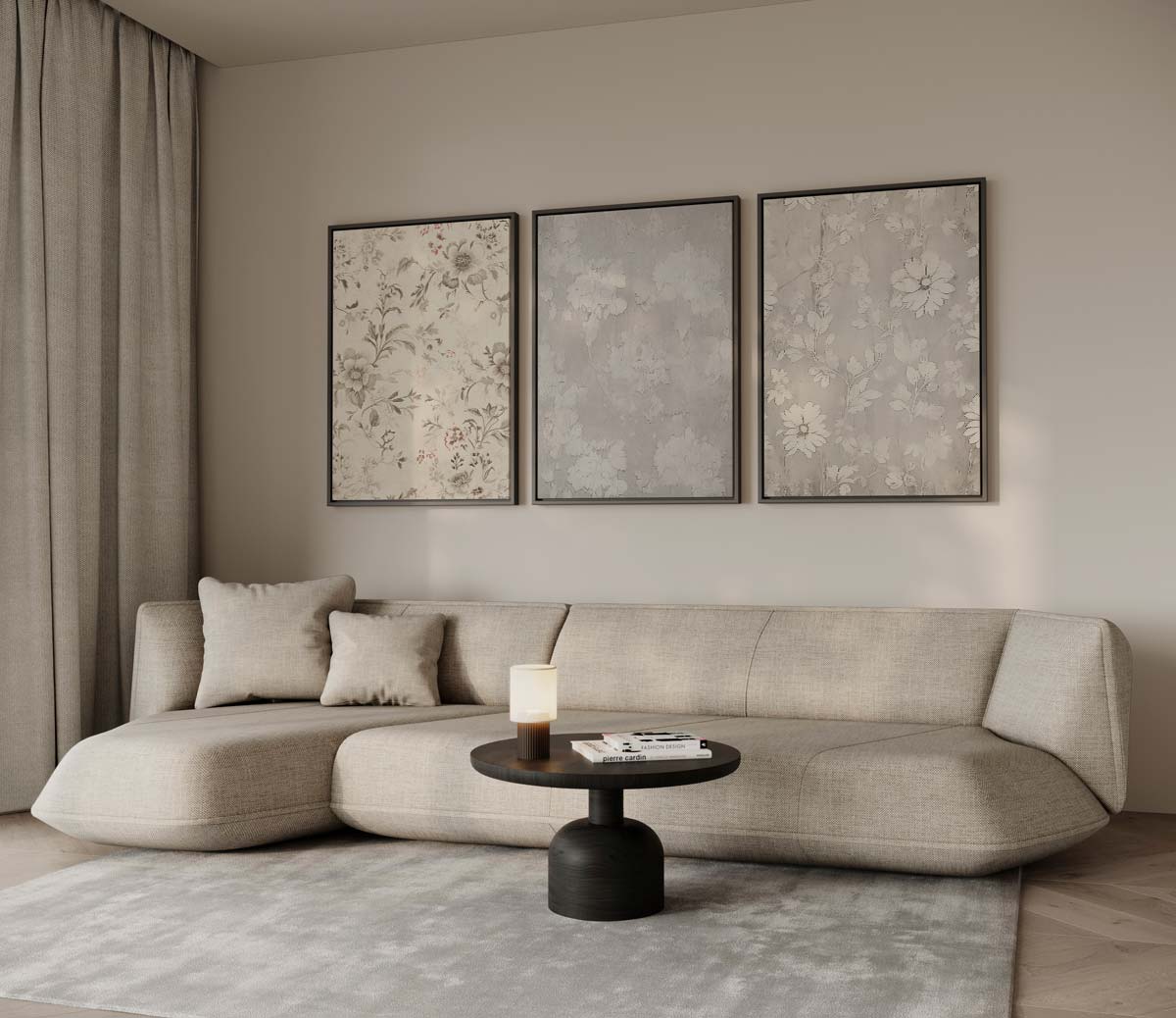 Verweerde bloemenprints – drieluik voor modern interieur