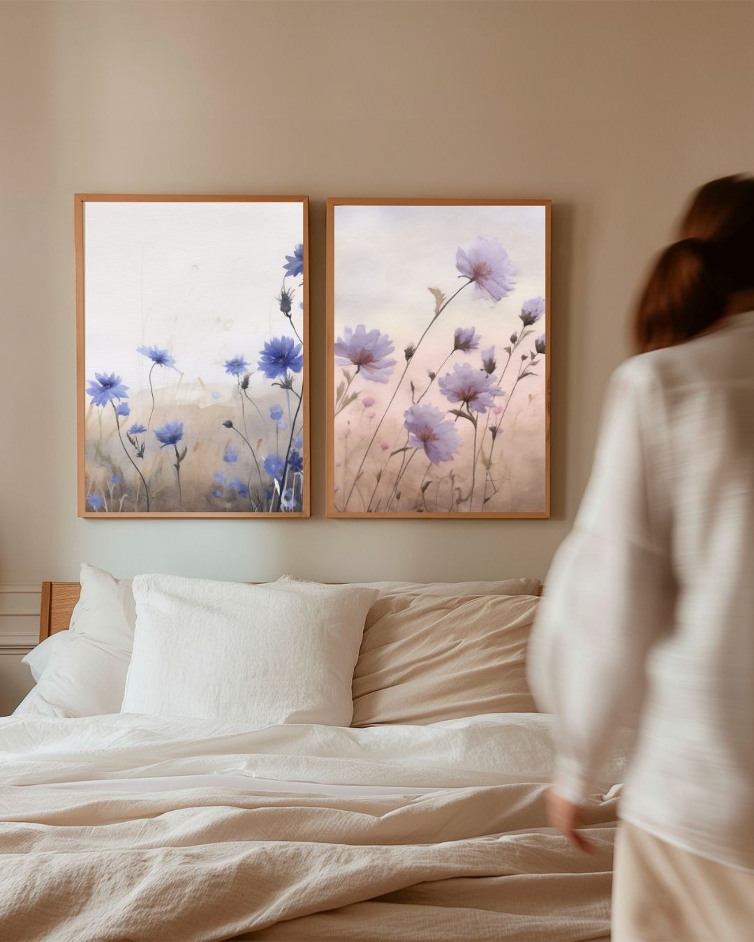 Luchtige bloemengloed Posterset – 2-luik posterset als wanddecoratie