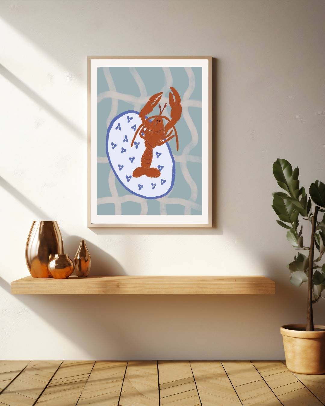 Kreeft op bord Poster – staande poster voor modern interieur