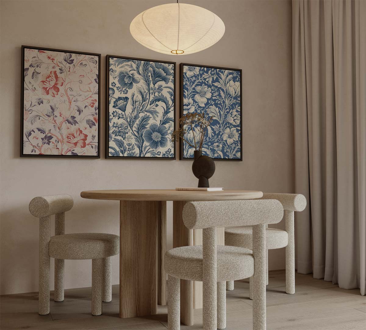 Florale variatie – canvas drieluik in portret formaat